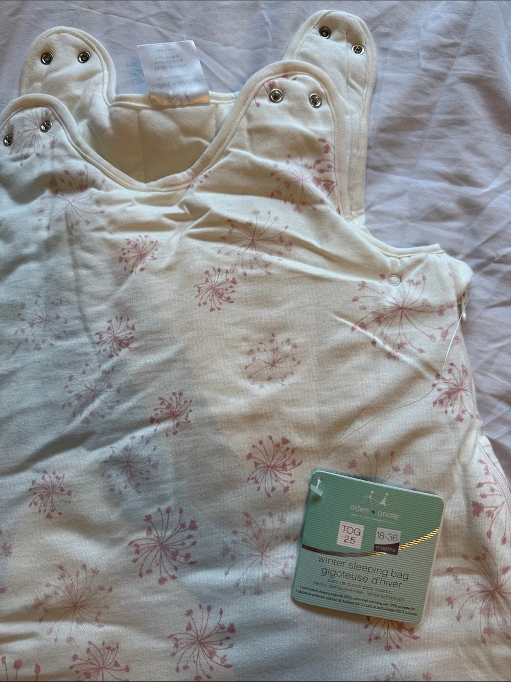 Aden + Anais Convertible Baby Sleep Sack in Cream with Pink Floral